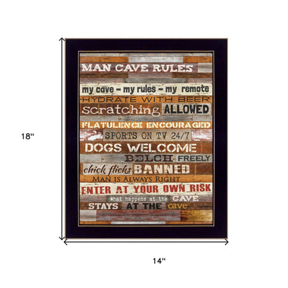 Man Cave Rules 2 Black Framed Print Wall Art