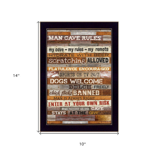 Man Cave Rules 1 Black Framed Print Wall Art