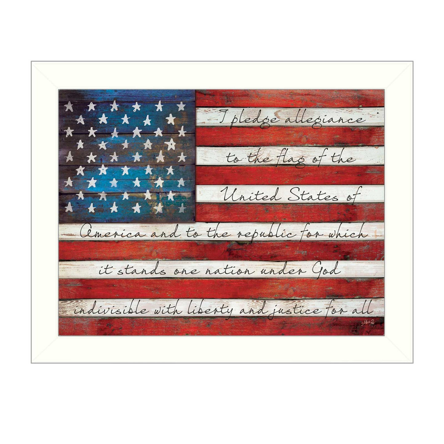 Pledge of Allegiance 4 White Framed Print Wall Art