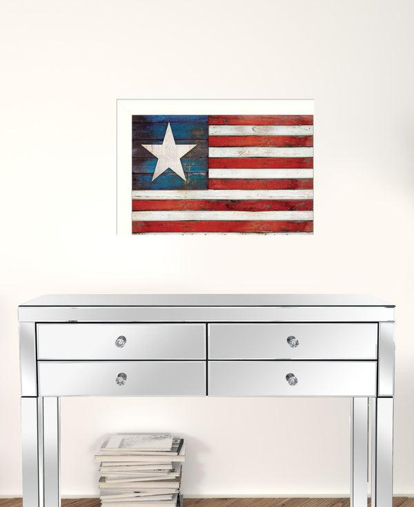 Land of the Free White Framed Print Wall Art