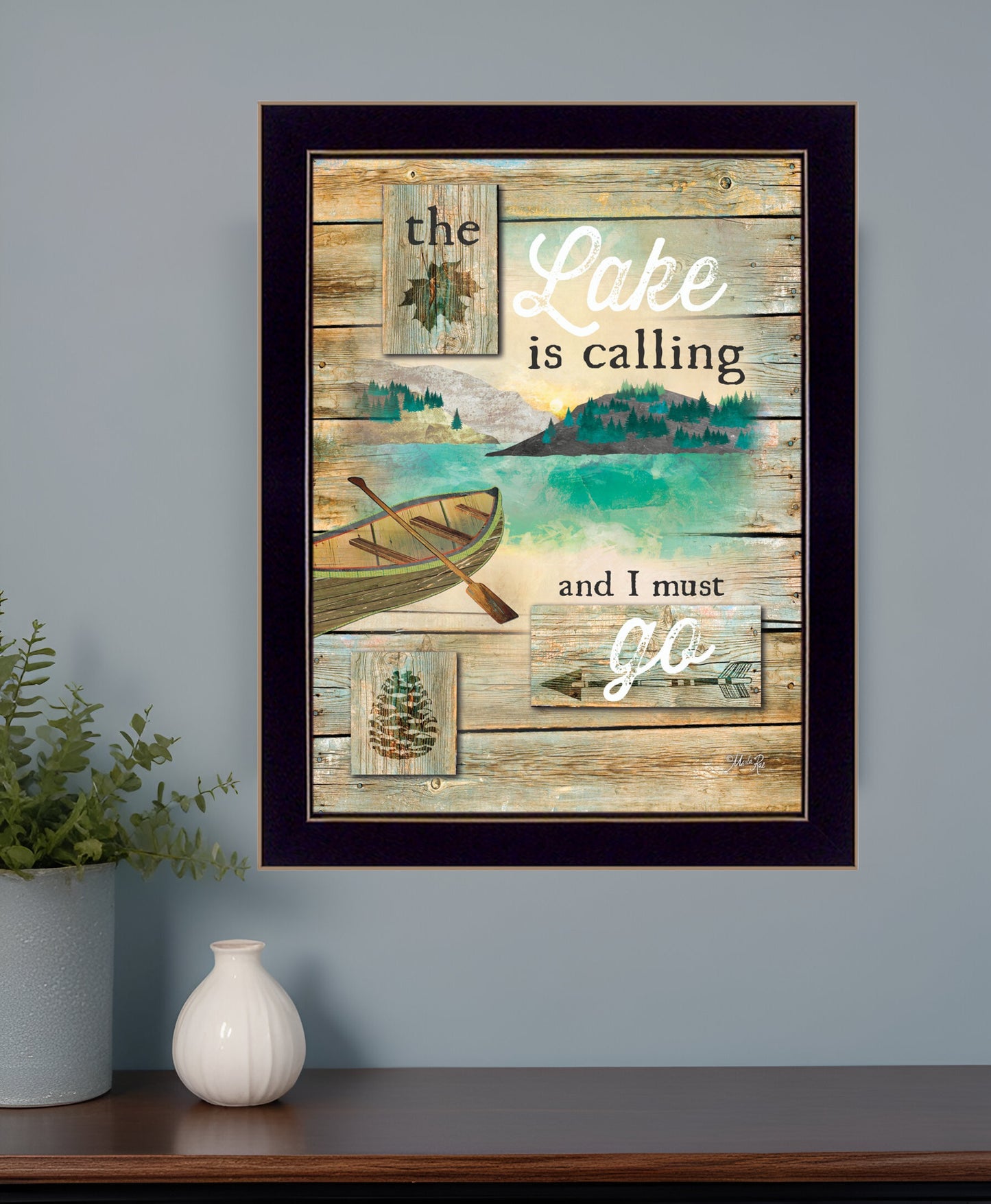 The Lake is Calling 3 Black Framed Print Wall Art