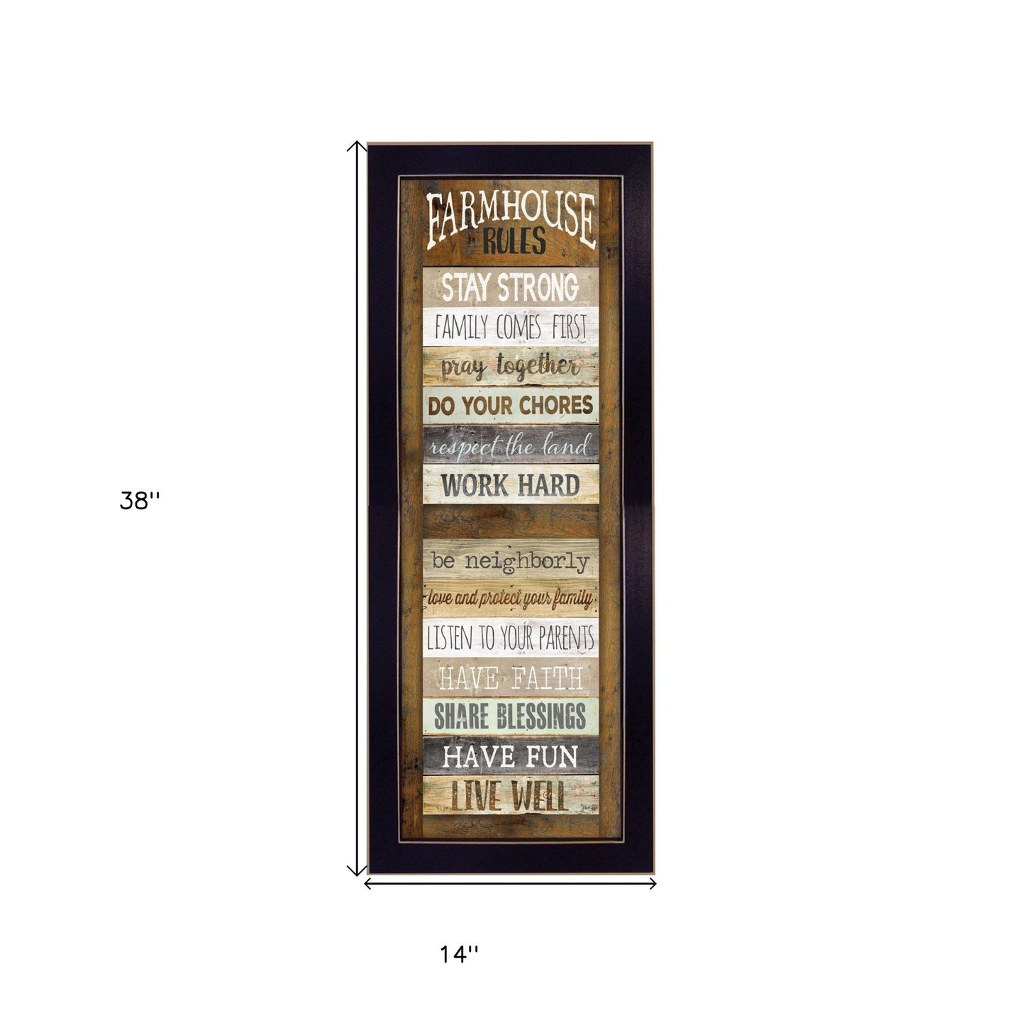 Farmhouse Rules 1 Black Framed Print Wall Art