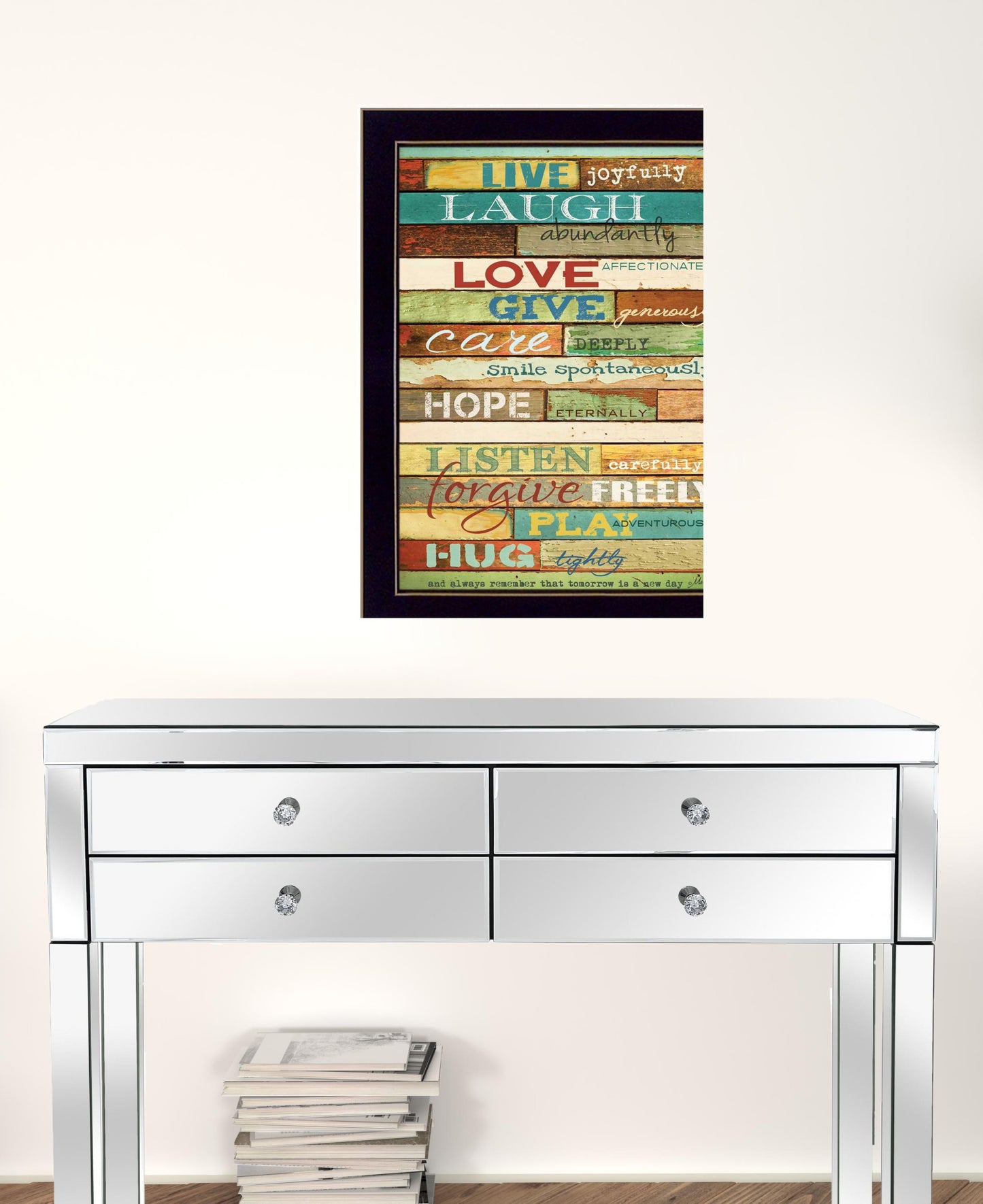 Live Joyfully 3 Black Framed Print Wall Art