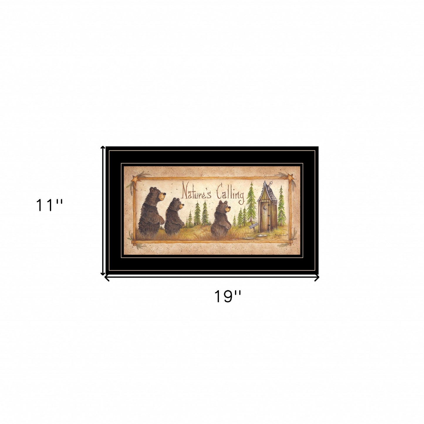 Natures Calling 3 Black Framed Print Bathroom Wall Art