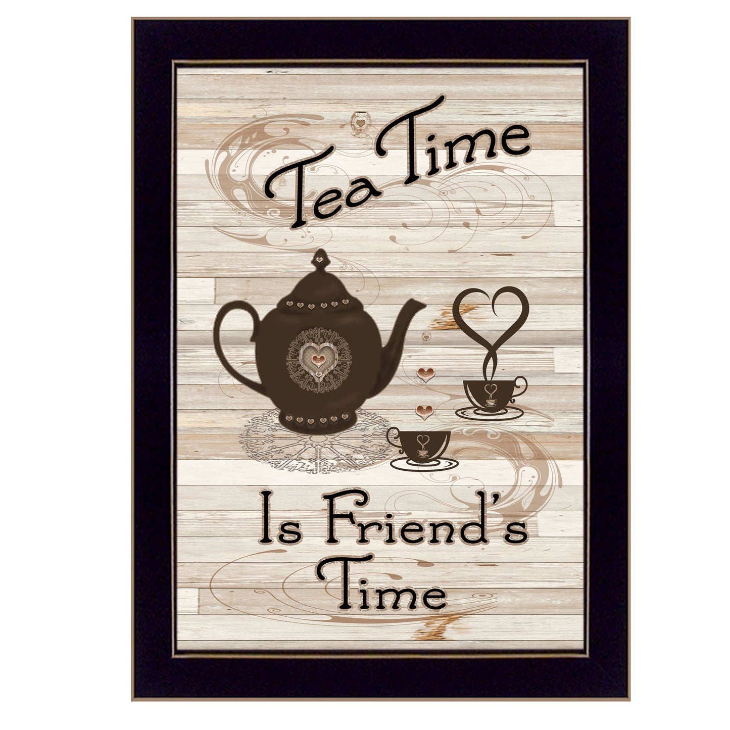 Tea Time 3 Black Framed Print Kitchen Wall Art