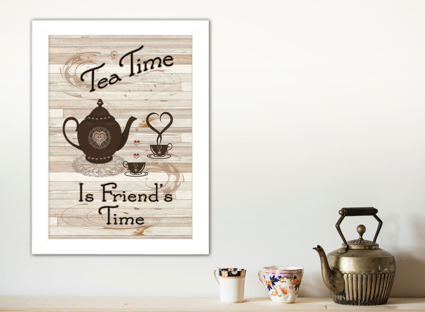 Tea Time 4 White Framed Print Wall Art