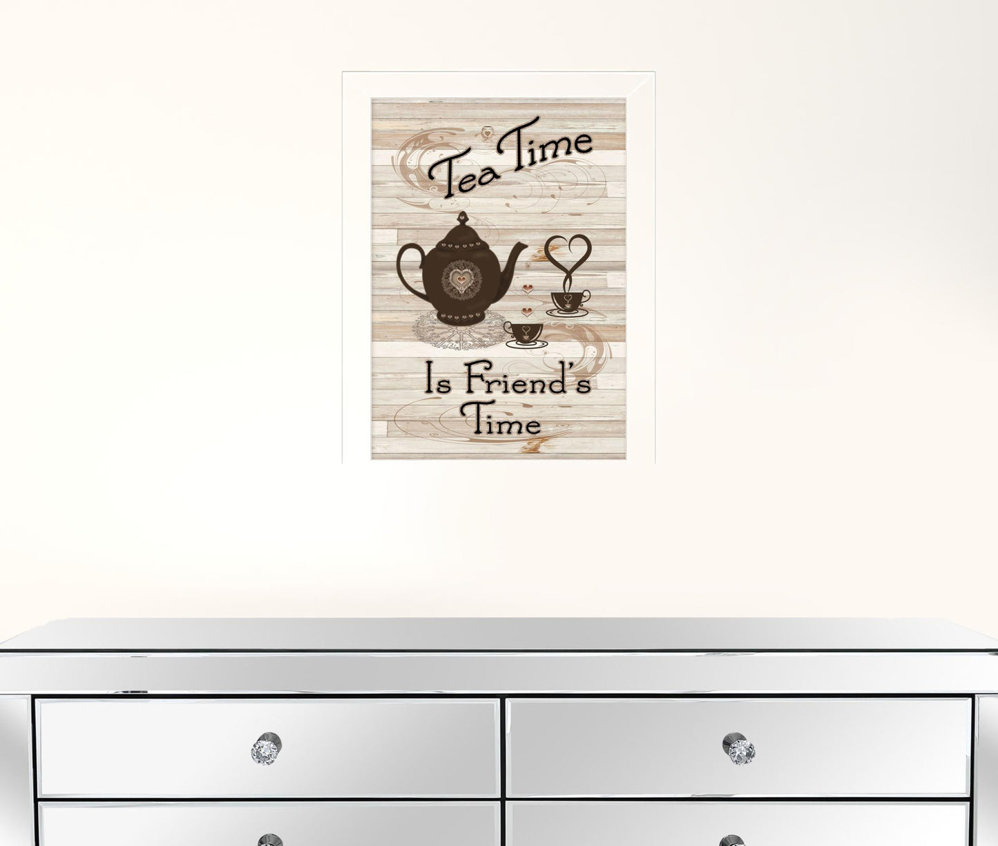 Tea Time 4 White Framed Print Kitchen Wall Art