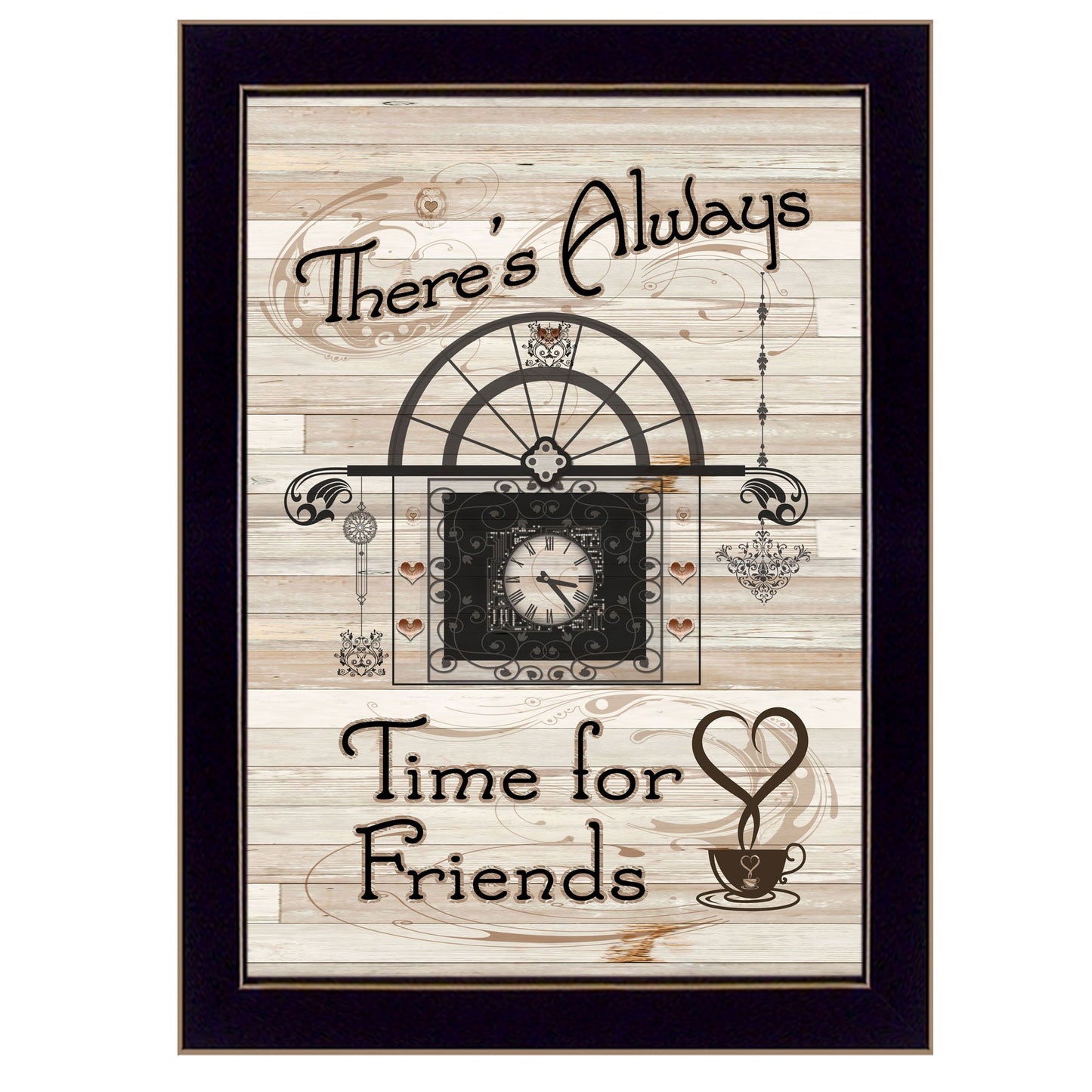 Time for Friends 3 Black Framed Print Kitchen Wall Art