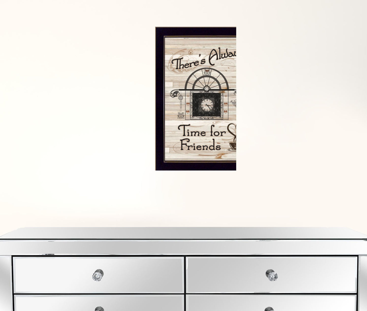 Time for Friends 3 Black Framed Print Kitchen Wall Art