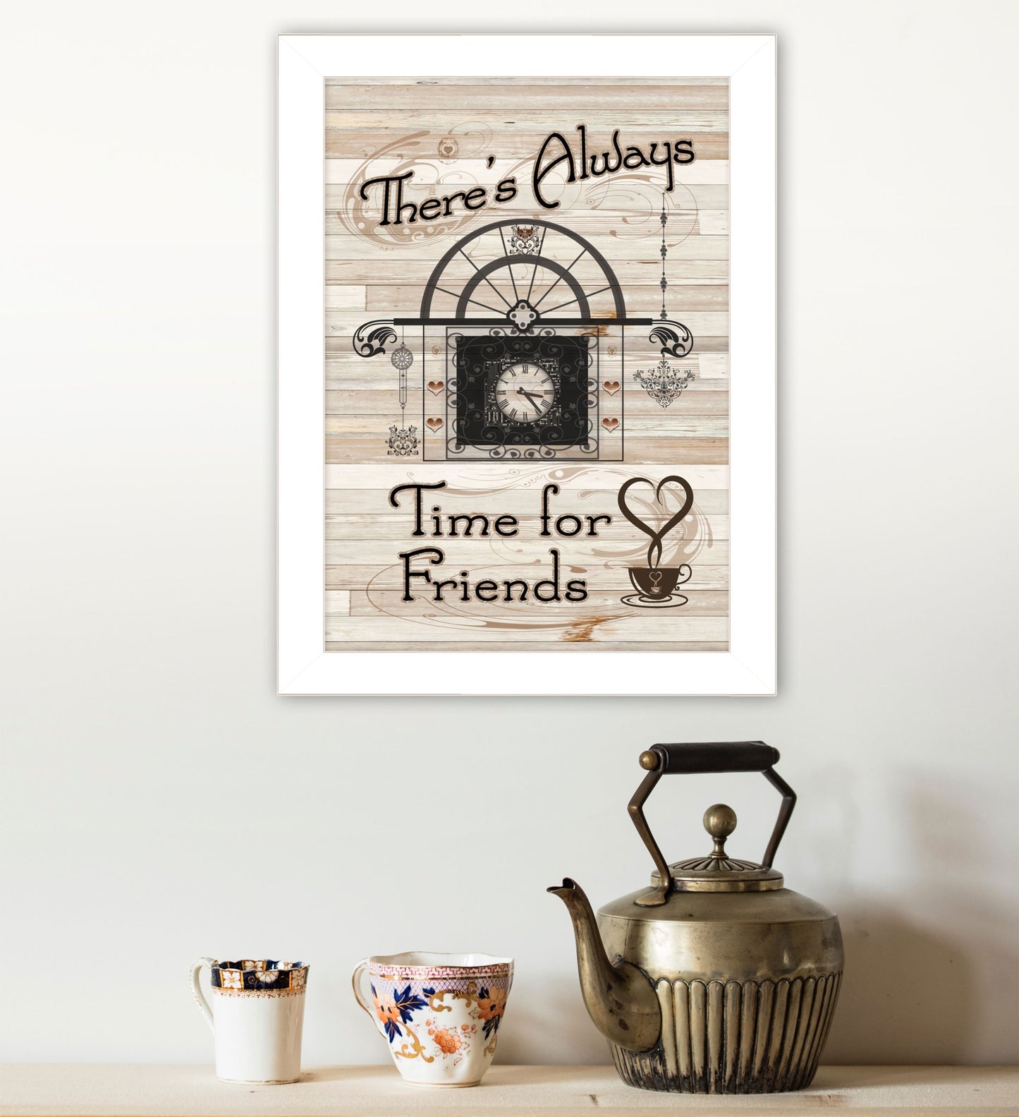 Time for Friends 4 White Framed Print Kitchen Wall Art