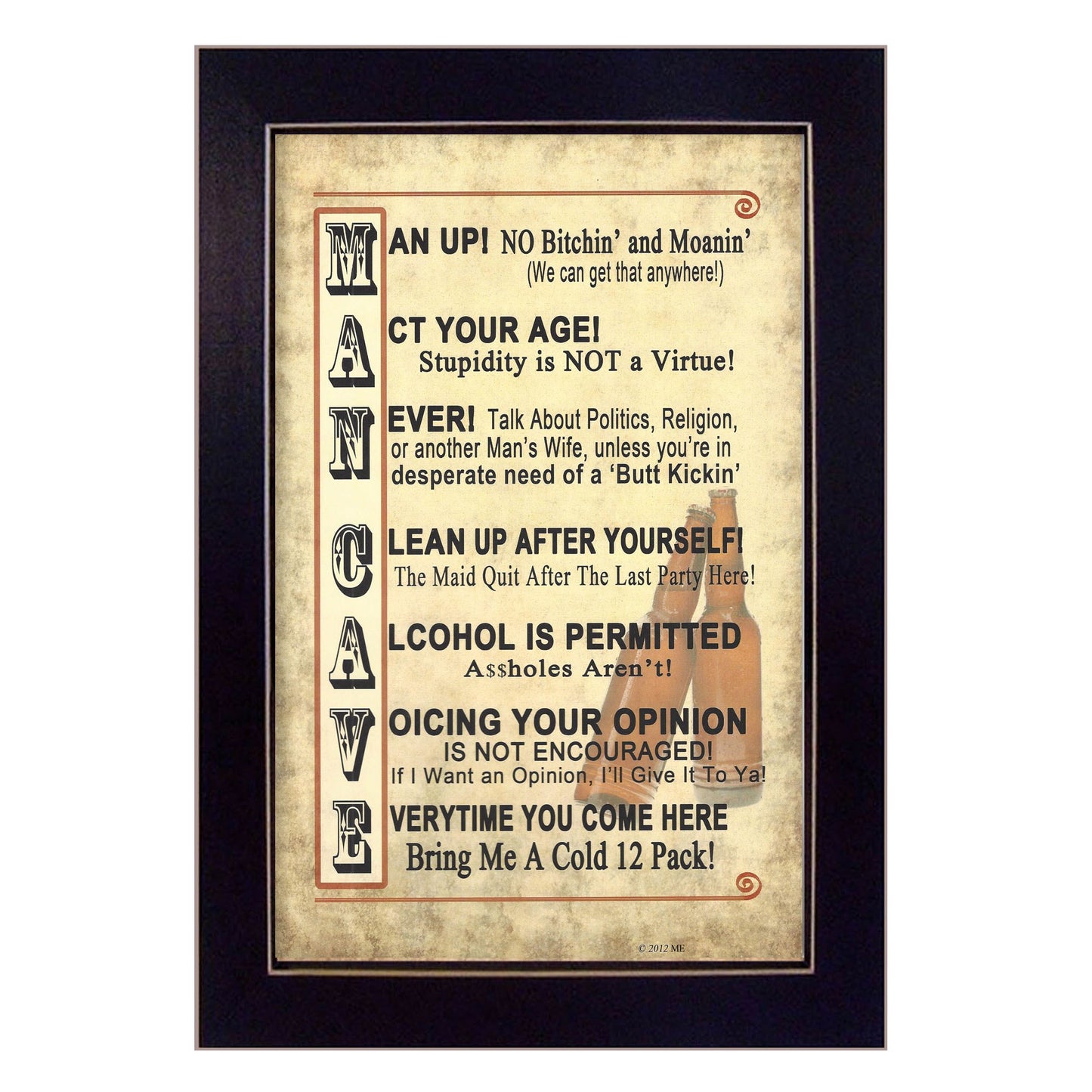 Man Up 2 Black Framed Print Wall Art