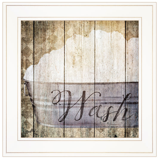 Wash 1 White Framed Print Bathroom Wall Art