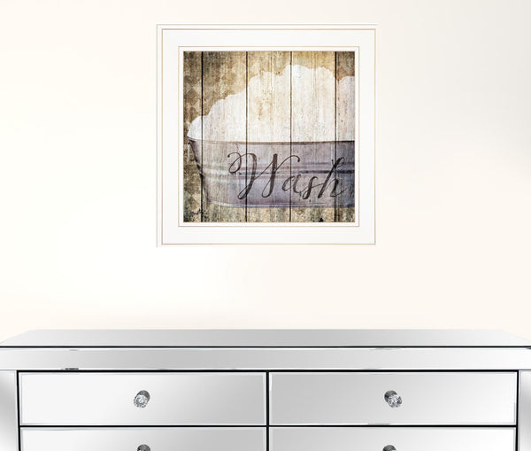 Wash 1 White Framed Print Bathroom Wall Art