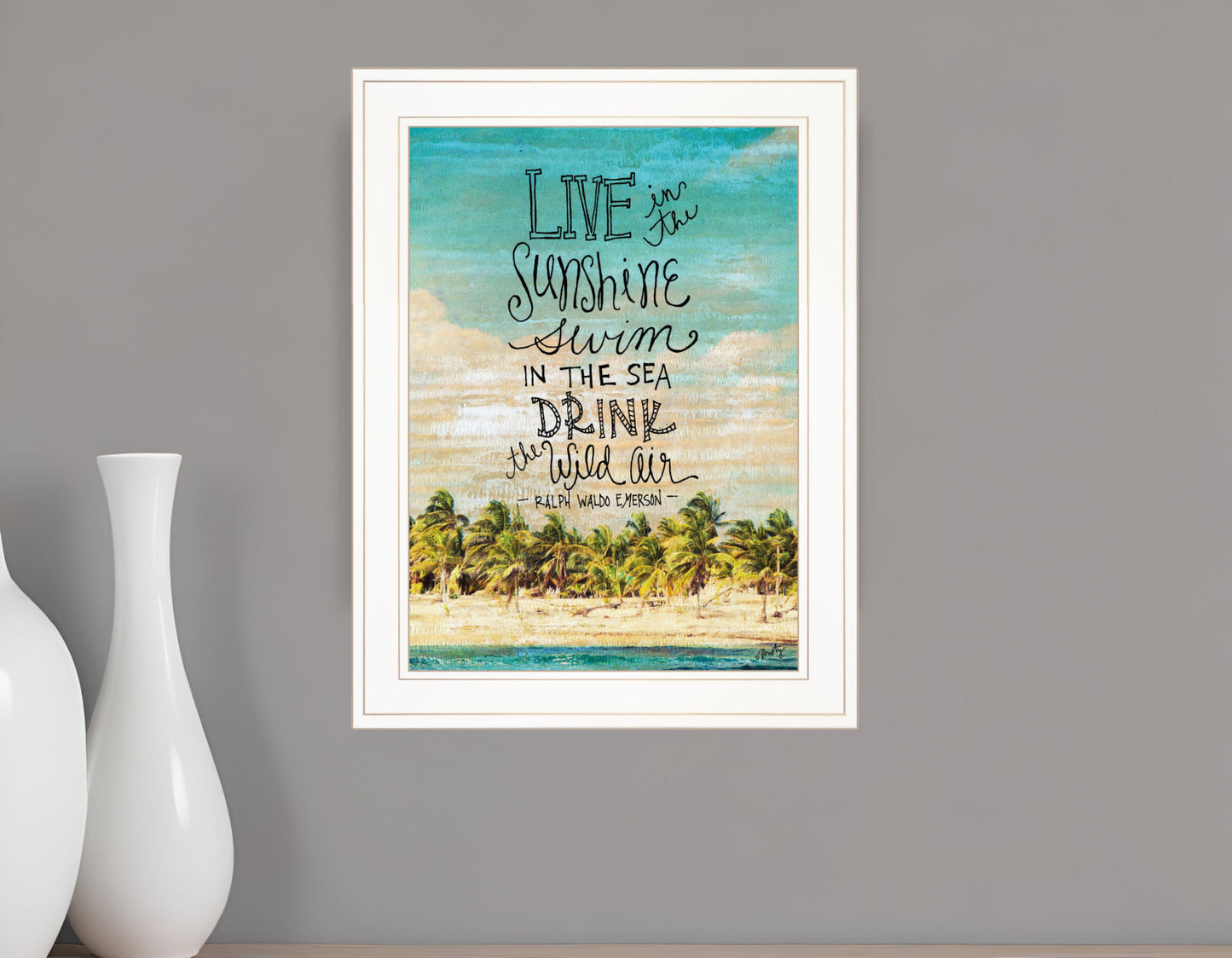 Live in the Sunshine 2 White Framed Print Wall Art