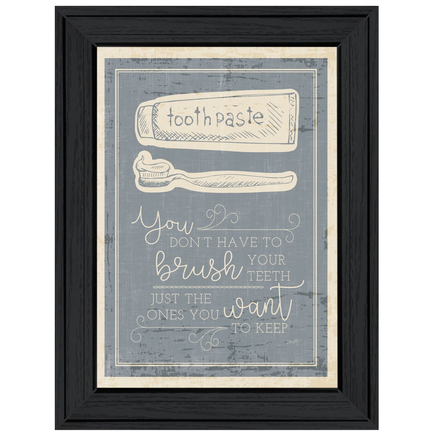 Brush Teeth 3 Black Framed Print Wall Art