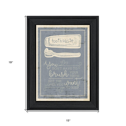 Brush Teeth 3 Black Framed Print Wall Art