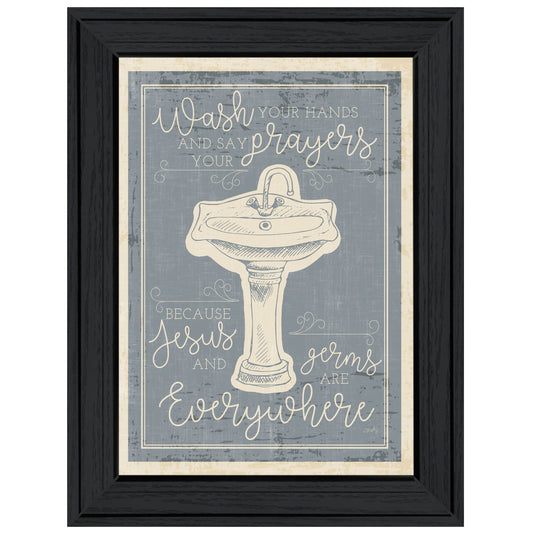 Wash Your Hands 7 Black Framed Print Bathroom Wall Art