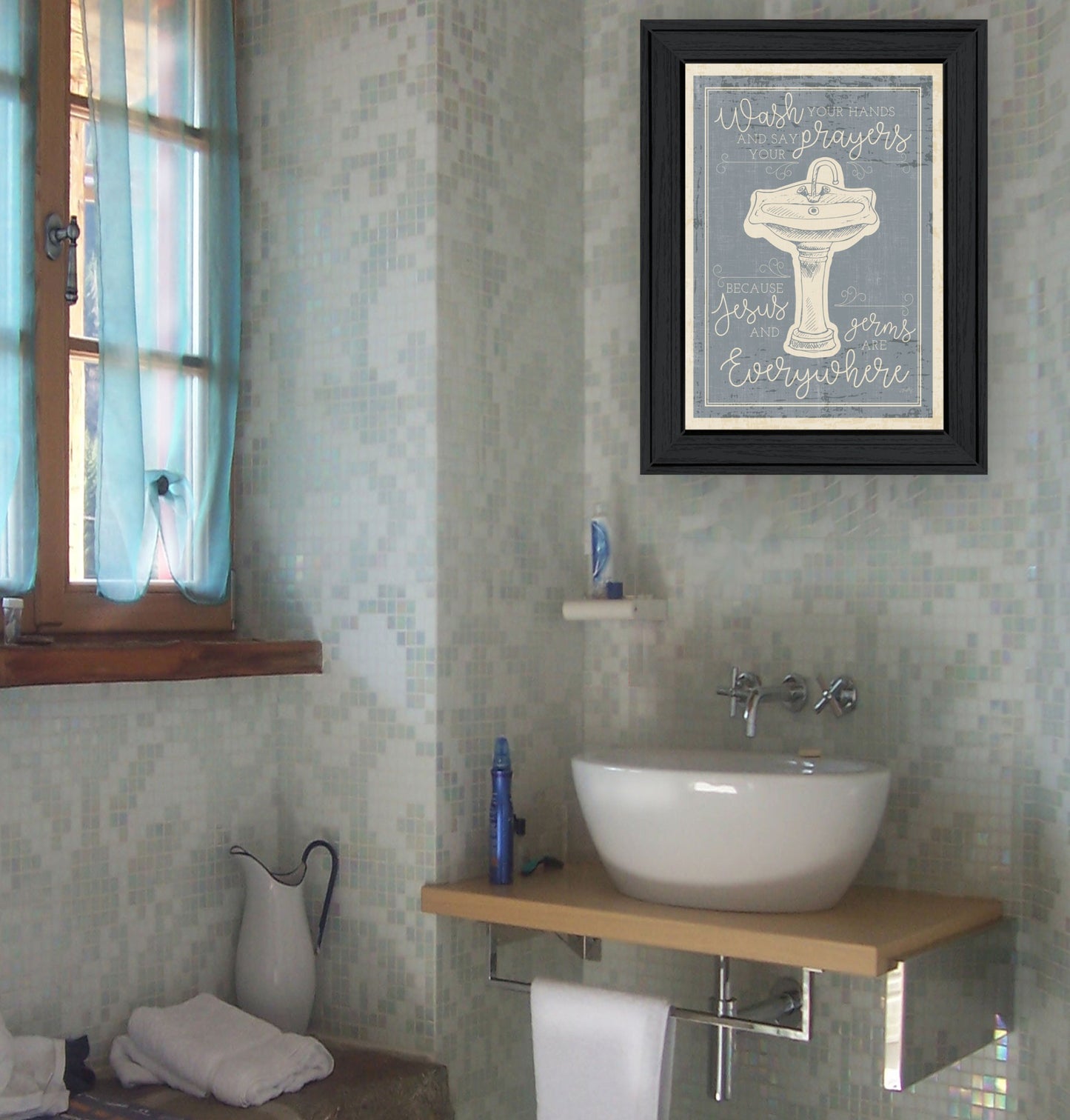 Wash Your Hands 7 Black Framed Print Bathroom Wall Art