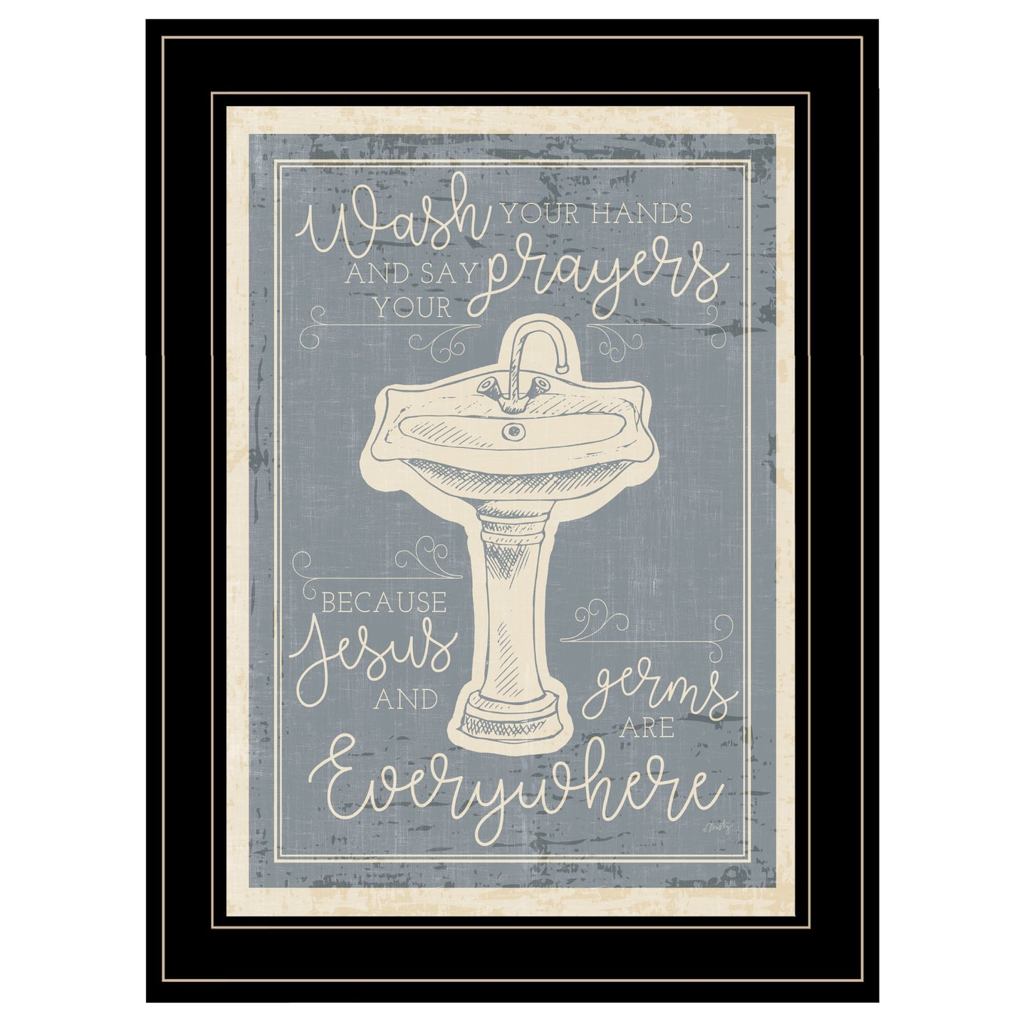 Wash Your Hands 8 Black Framed Print Bathroom Wall Art