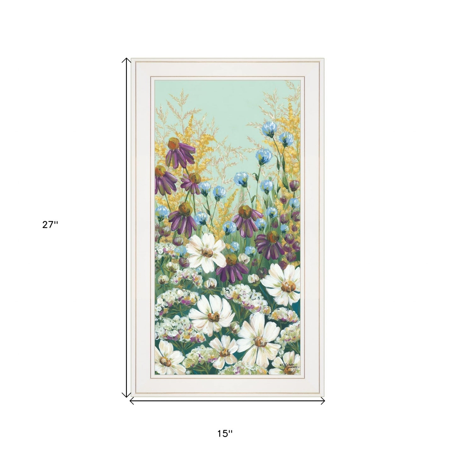 Floral Field Day White Framed Print Wall Art