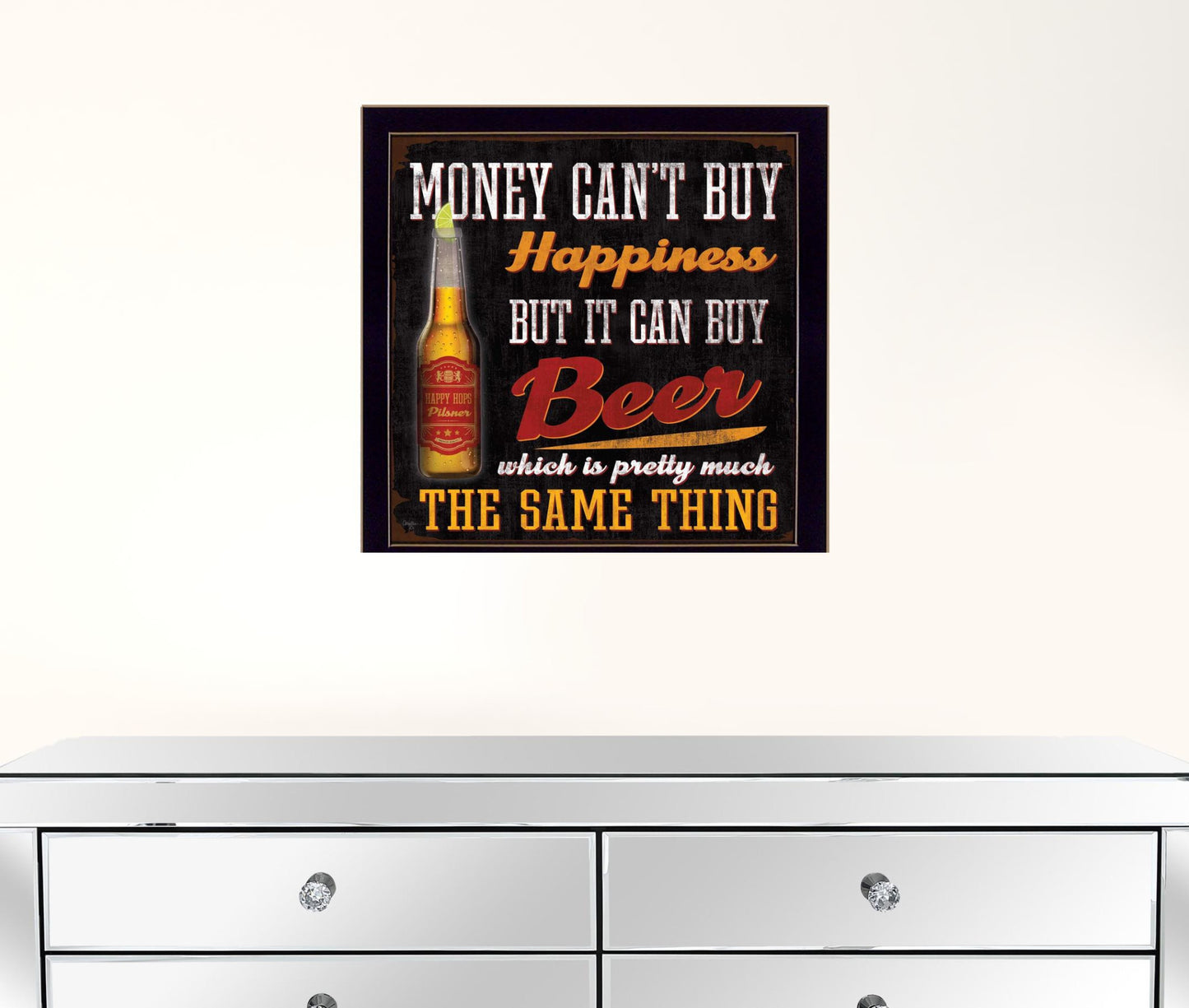 Money Cant Buy Happiness Black Framed Print Wall Art