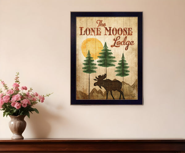 Lone Moose 2 Black Framed Print Wall Art