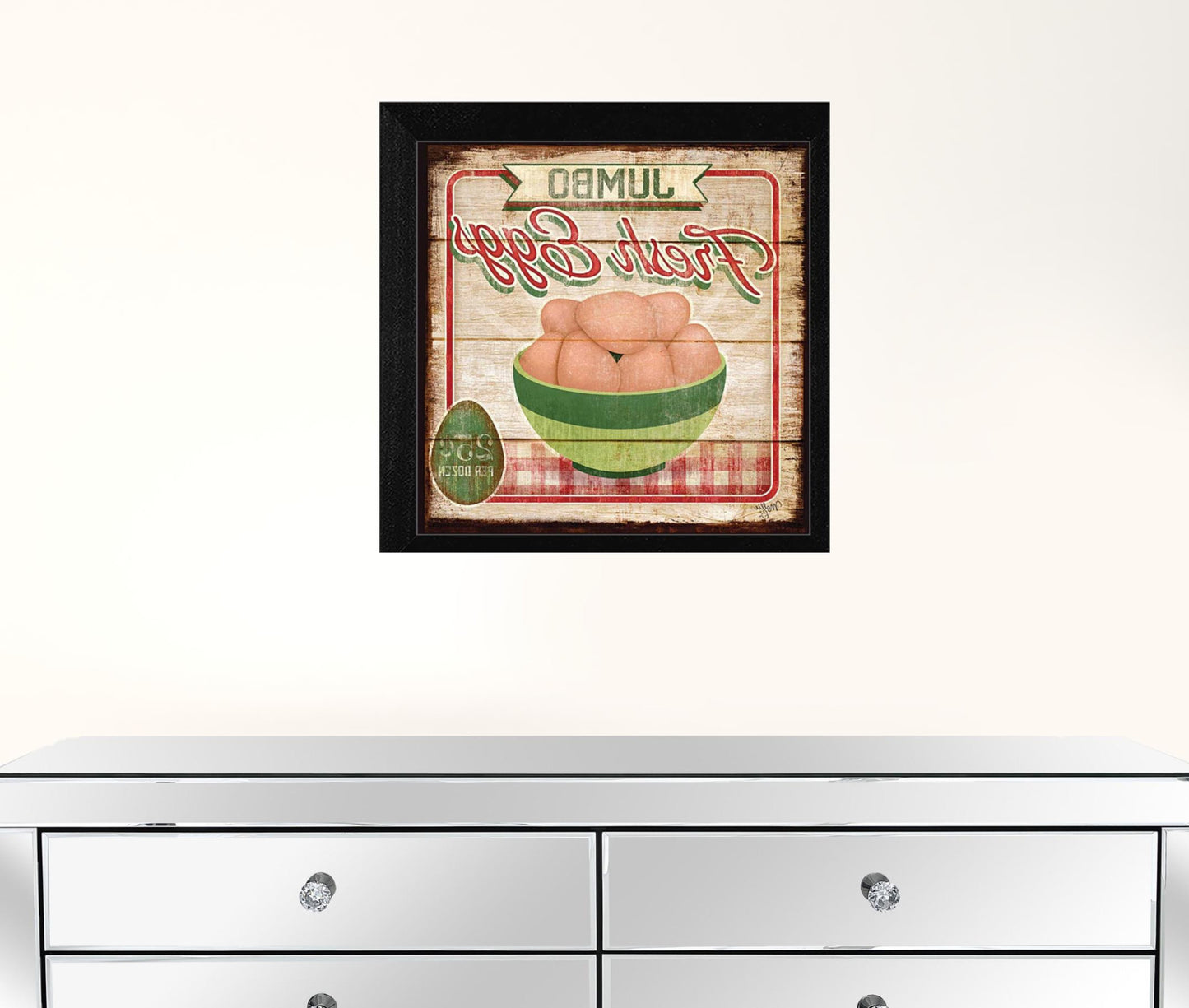 Jumbo Fresh Eggs Black Framed Print Wall Art