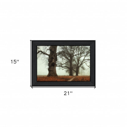 Misty Trees Black Framed Print Wall Art