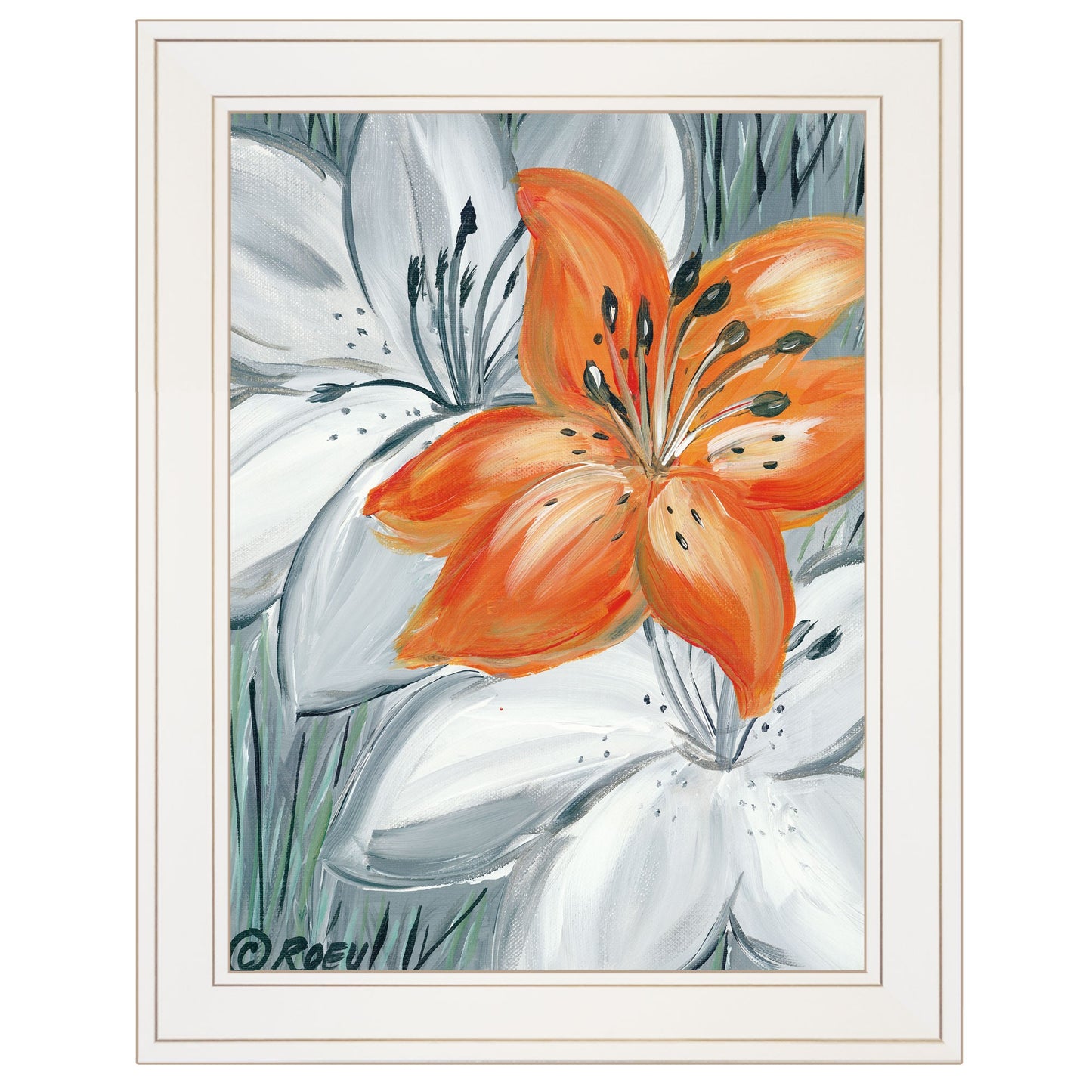 Tiger Lily in Orange 1 White Framed Print Wall Art