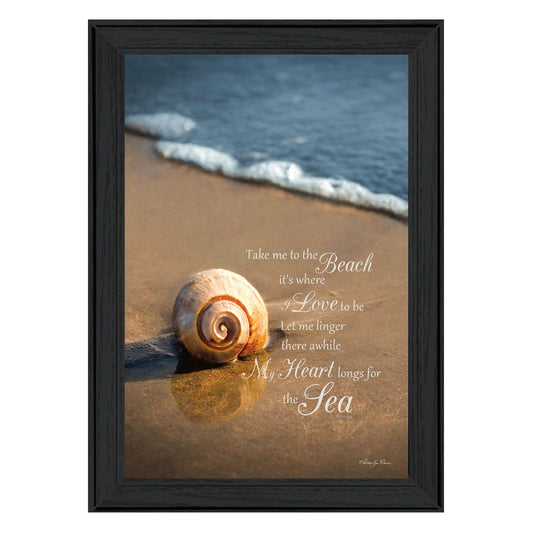 Take Me To The Beach Black Framed Print Wall Art