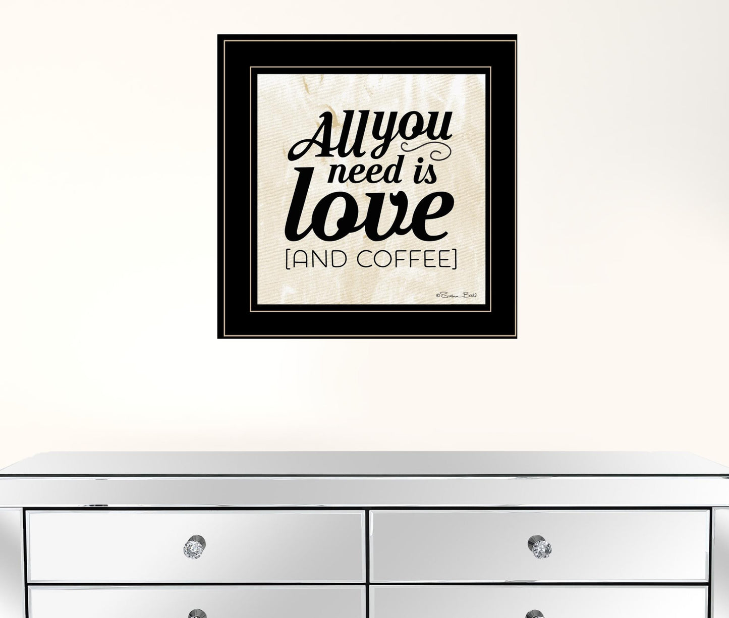 All You Need is Love and Coffee 2 Black Framed Print Wall Art