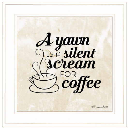 A Silent Scream for Coffee 1 White Framed Print Wall Art