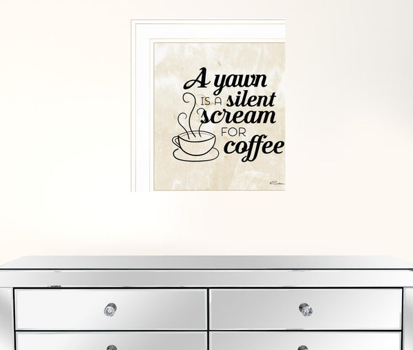 A Silent Scream for Coffee 1 White Framed Print Wall Art