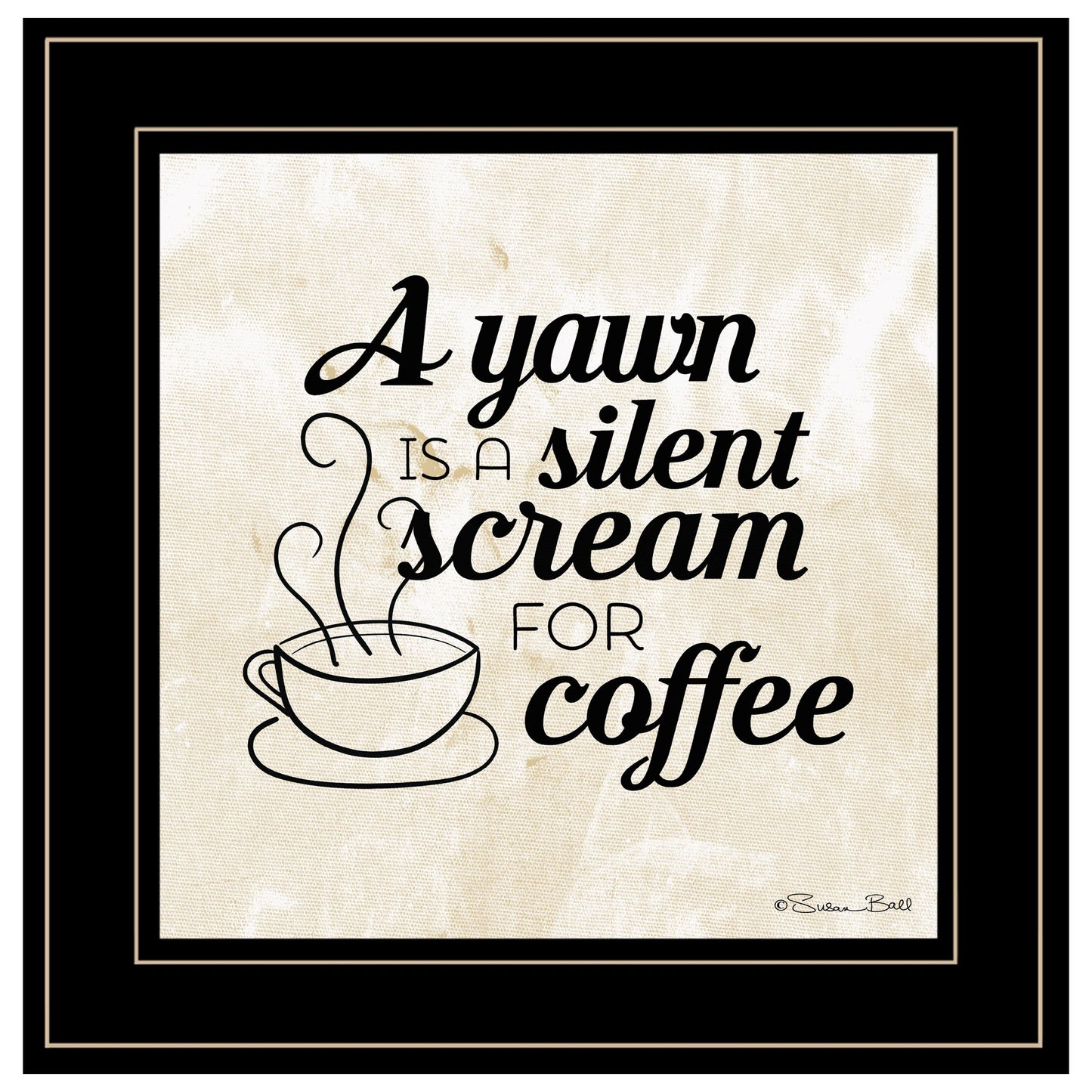 A Silent Scream for Coffee 2 Black Framed Print Wall Art