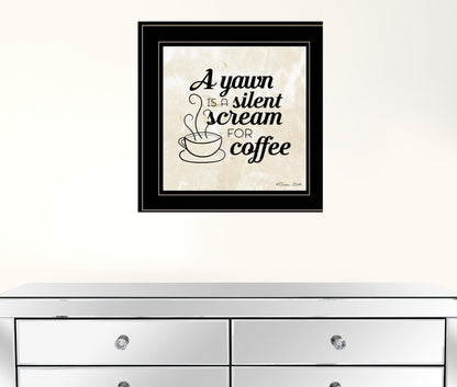 A Silent Scream for Coffee 2 Black Framed Print Wall Art