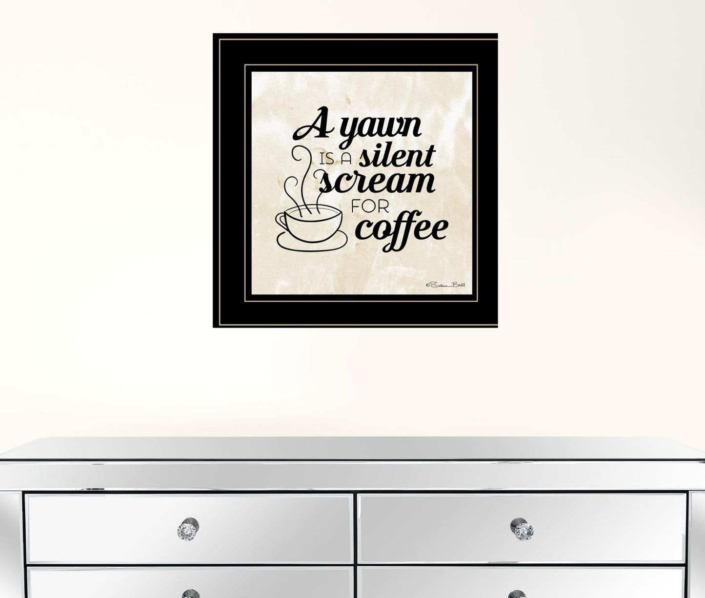 A Silent Scream for Coffee 2 Black Framed Print Wall Art