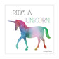 Ride a Unicorn White Framed Print Wall Art