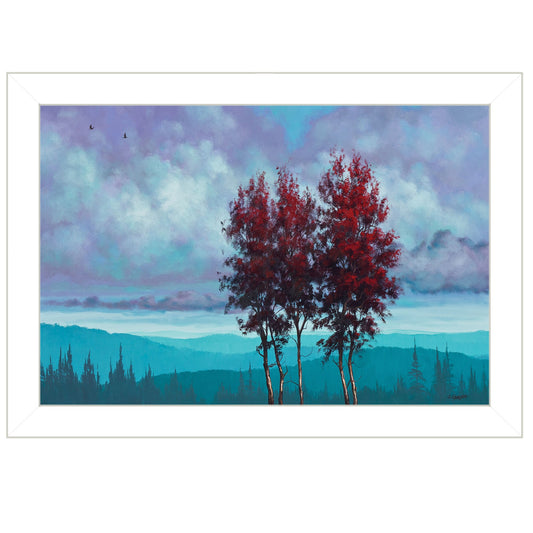 Two Red Trees 1 White Framed Print Wall Art