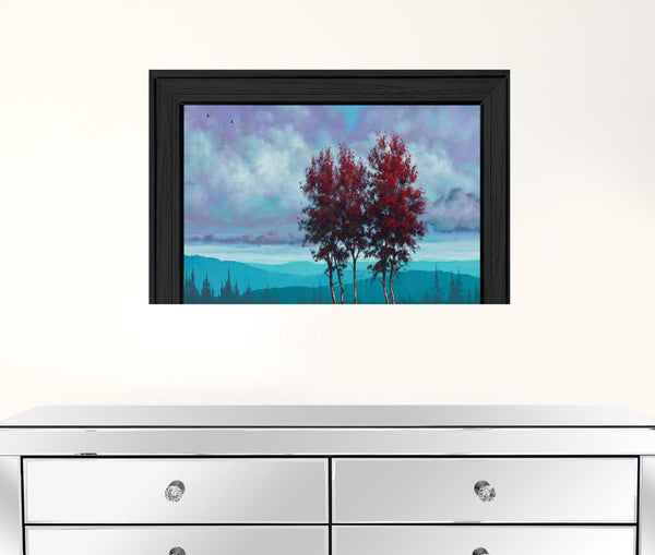 Two Red Trees 2 Black Framed Print Wall Art