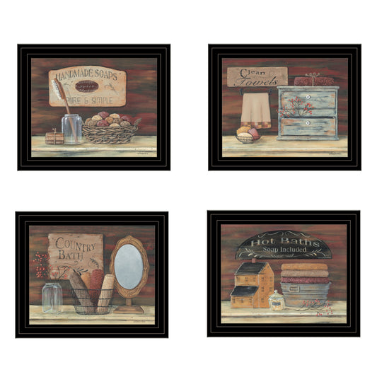 Set Of Four Bathroom COLLECTION I 2 Black Framed Print Bathroom Wall Art