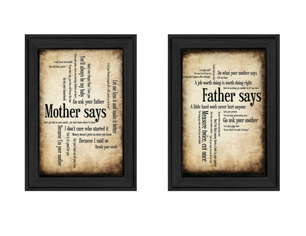 Set Of Two Parents Black Framed Print Wall Art