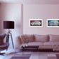 Set Of Two Retro White Framed Print Wall Art