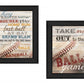 Set Of Two Baseball 1 Black Framed Print Wall Art