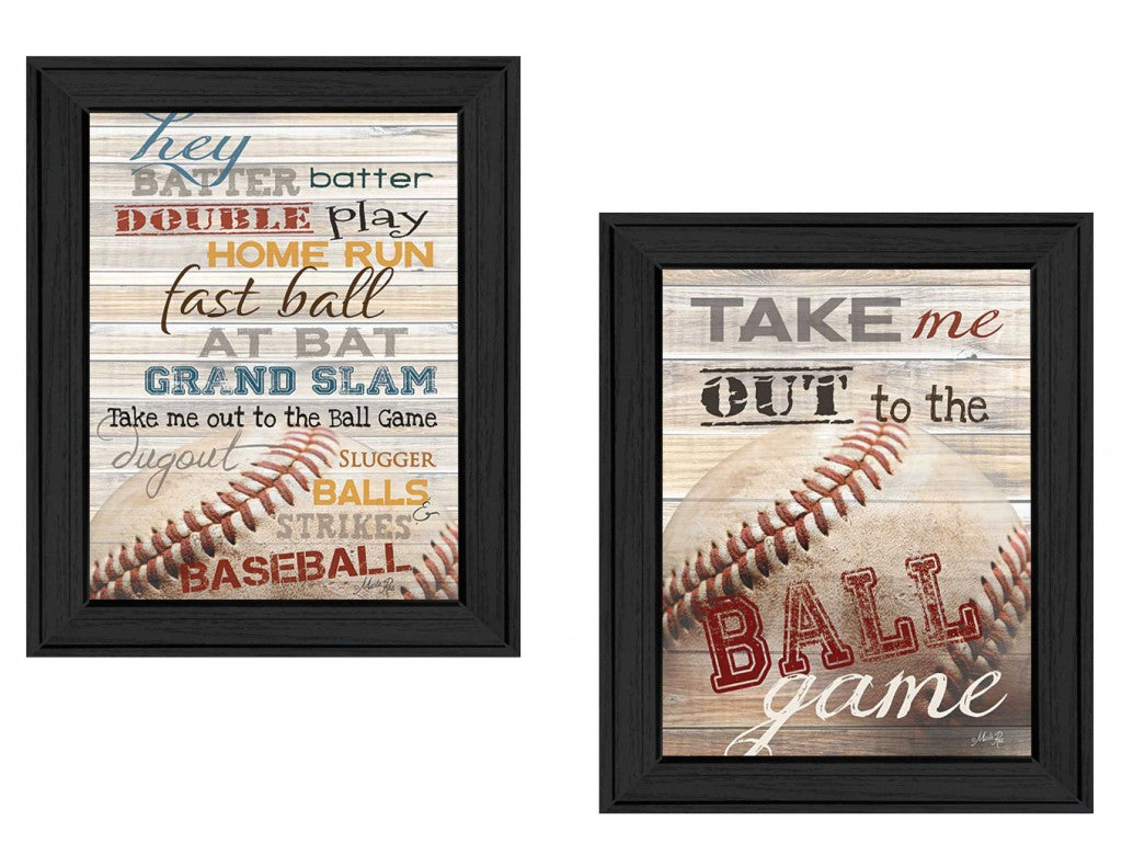 Set Of Two Baseball 1 Black Framed Print Wall Art