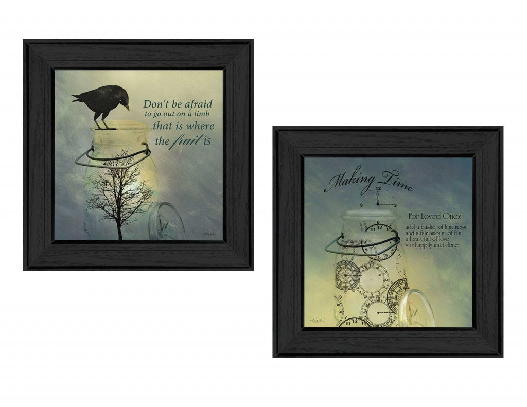 Set Of Two Glass Jars Black Framed Print Kitchen Wall Art