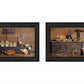 Set Of Two Rustic Black Framed Print Wall Art