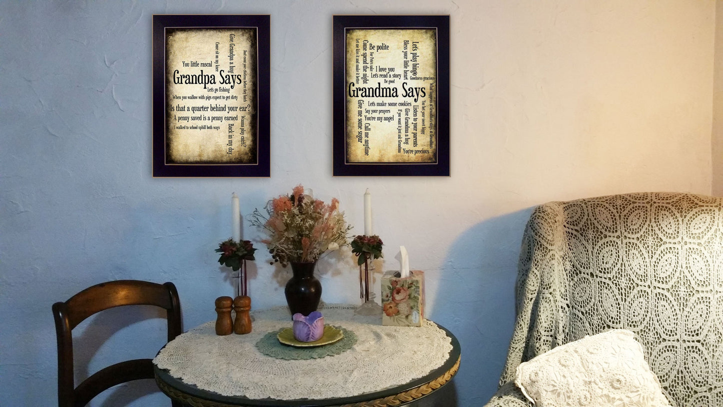 Set Of Two Grandparents Black Framed Print Wall Art