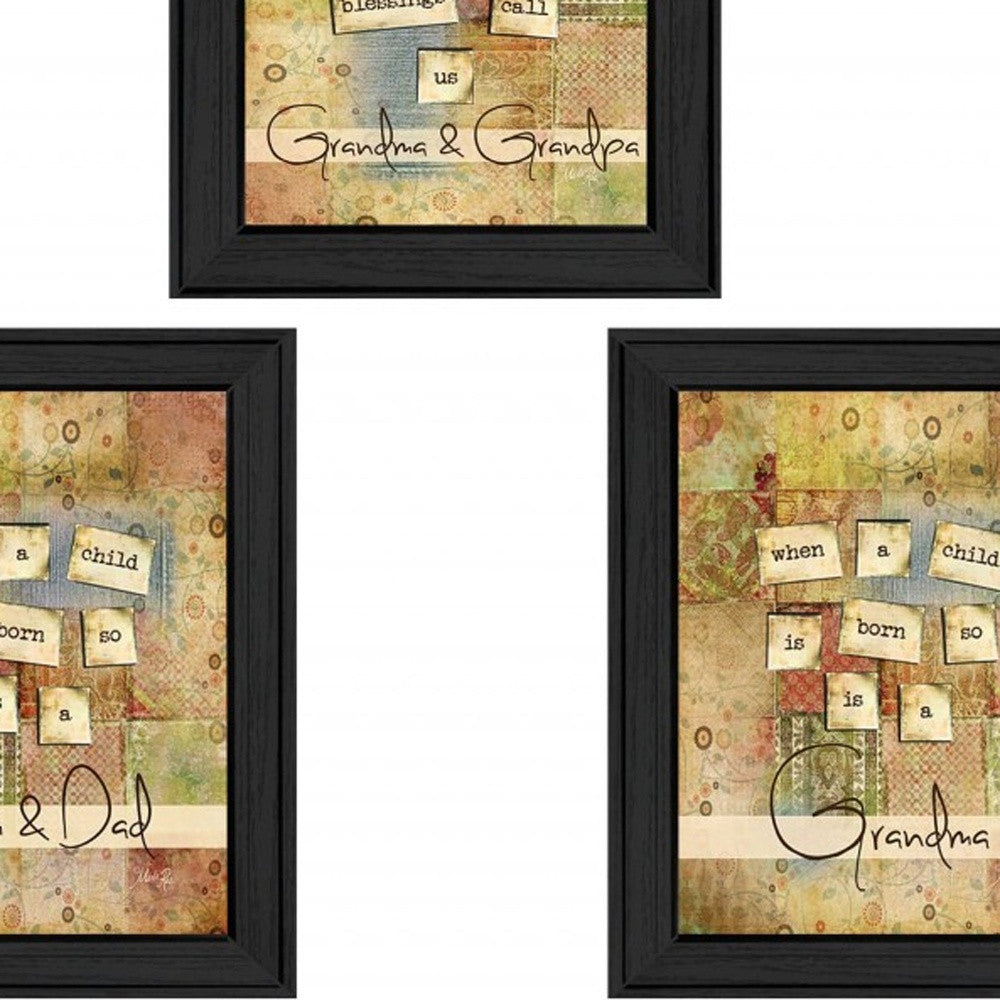 Set Of Three Child Collection Black Framed Print Wall Art