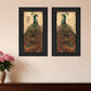 Set Of Two Peacock 2 Black Framed Print Wall Art