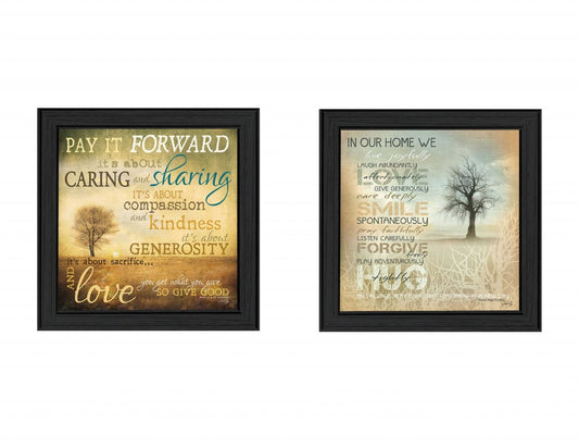 Set Of Two Meaning 2 Black Framed Print Wall Art